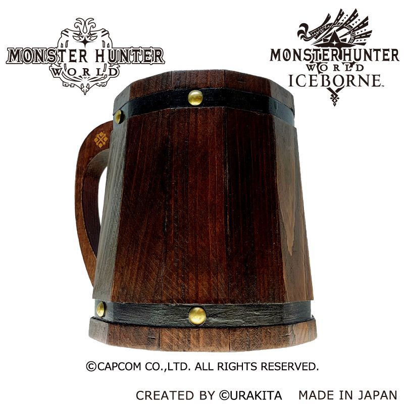 Monster Hunter: World【リアルサイズ木樽ジョッキ】【彫刻】2.8L