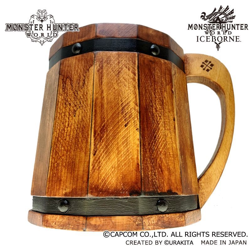 Monster Hunter: World【リアルサイズ木樽ジョッキ】【彫刻】2.8L