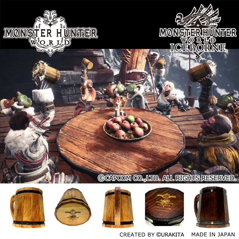 Monster Hunter: World【リアルサイズ木樽ジョッキ】【彫刻】2.8L